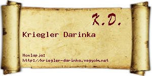 Kriegler Darinka névjegykártya